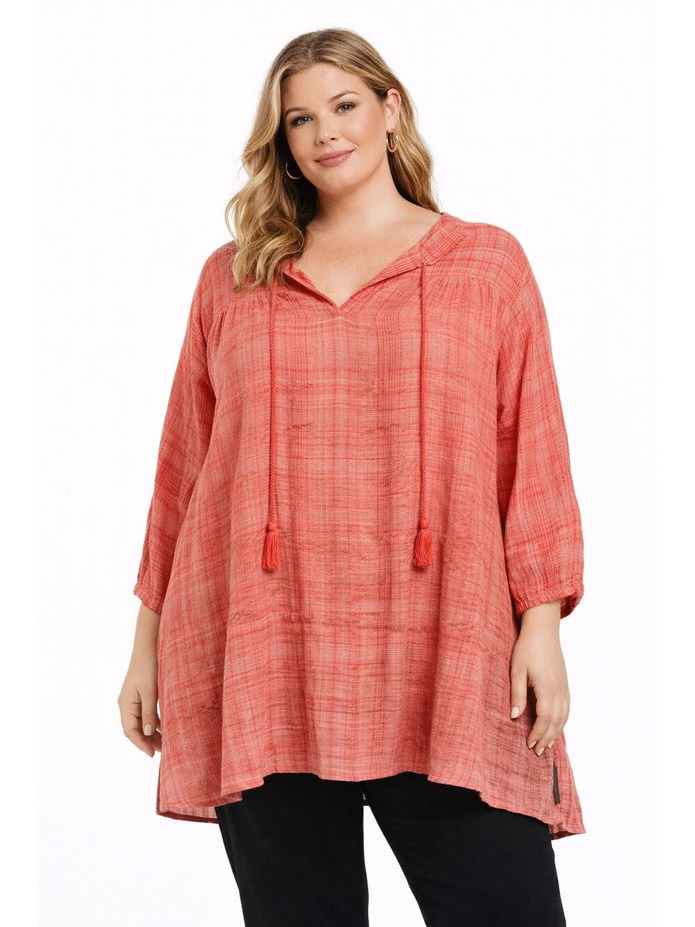 Roller‎ Rabbit Orange Embroidered 100% Cotton Tassel Blouse Preppy Womens Medium
